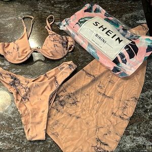 SHEIN high waisted two piece bikini with sarong
